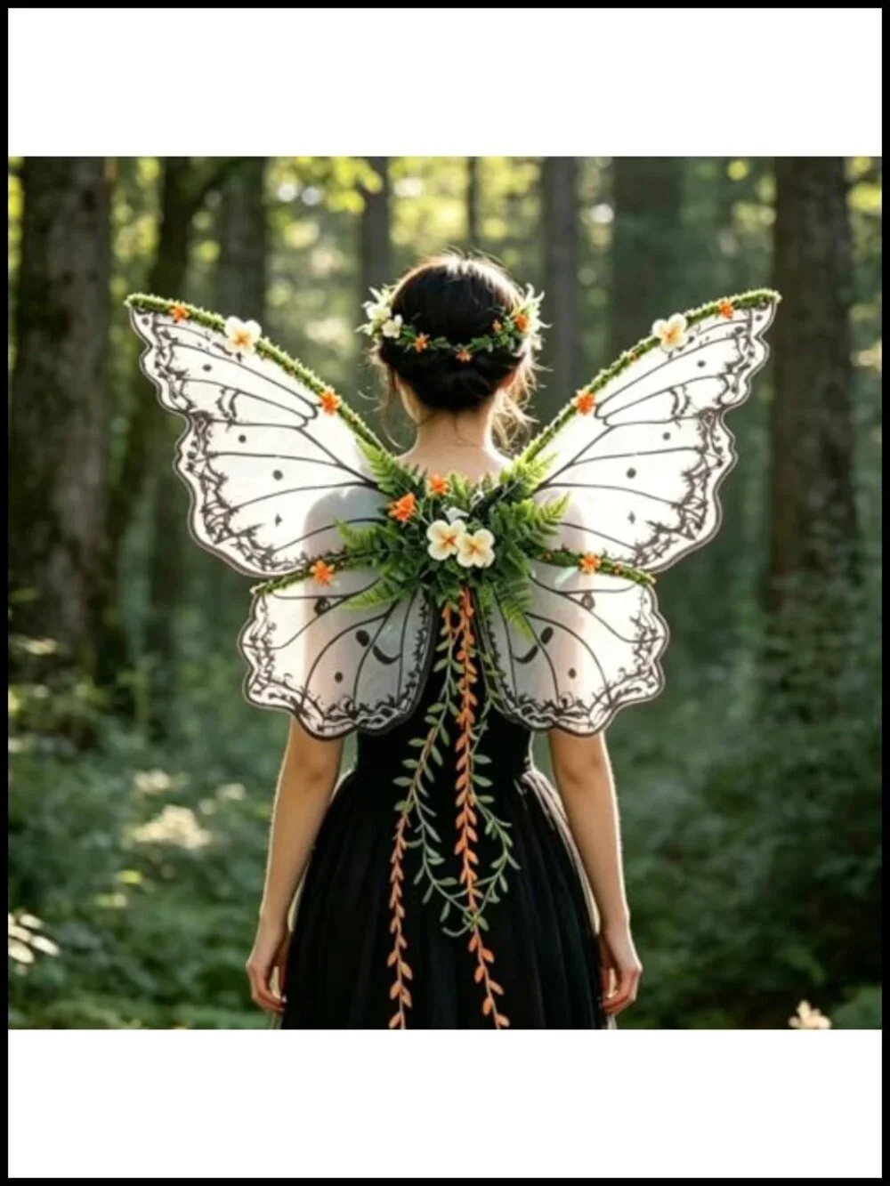 Fairy Wings Adult Costume Set with Star Wand Halloween Party Organza
